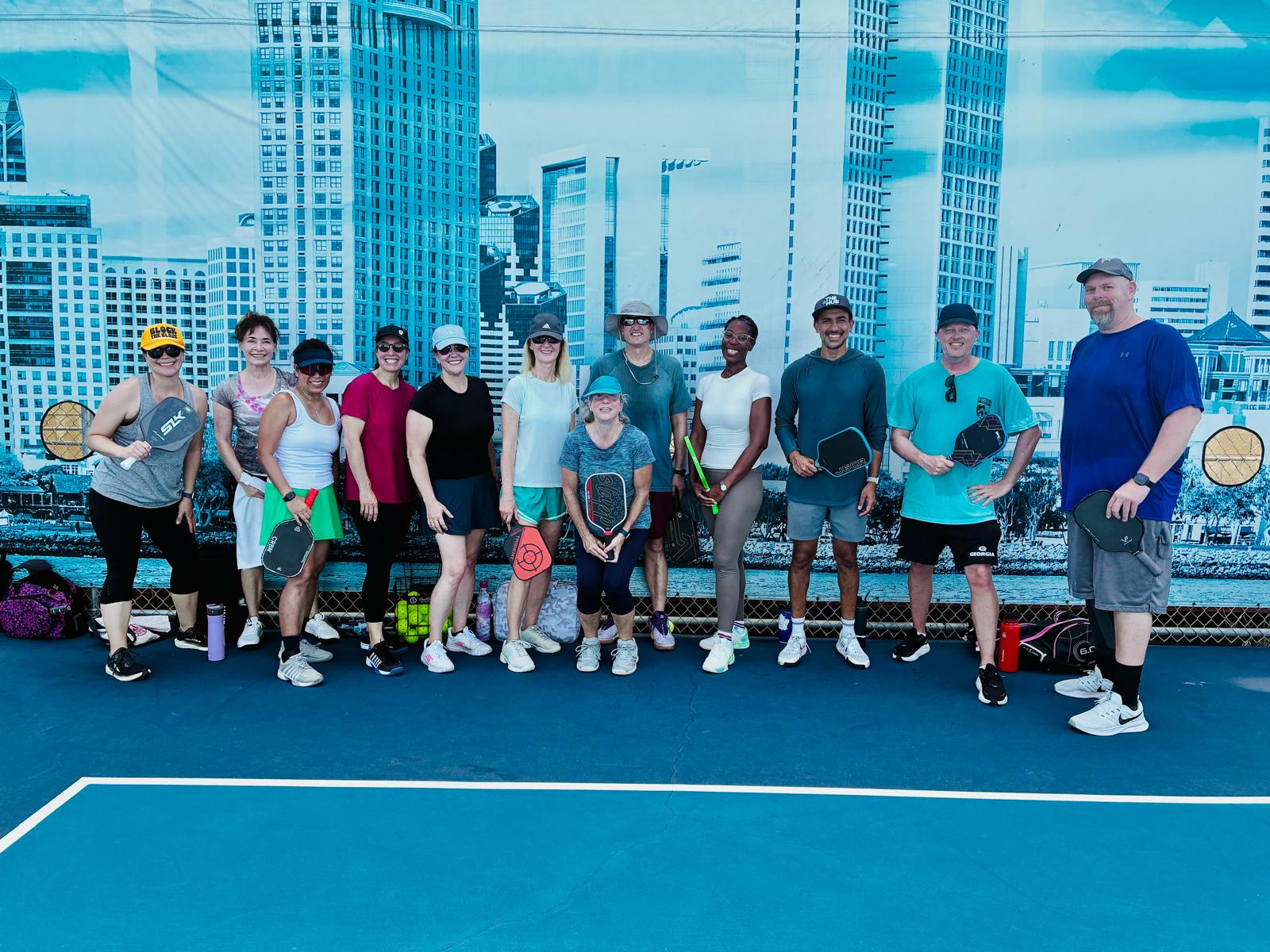Pickleball clinic on court